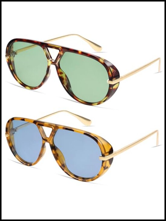 Oversized Trendy Polarized Aviator Sunglasses Retro Round Vintage Shield Shades
